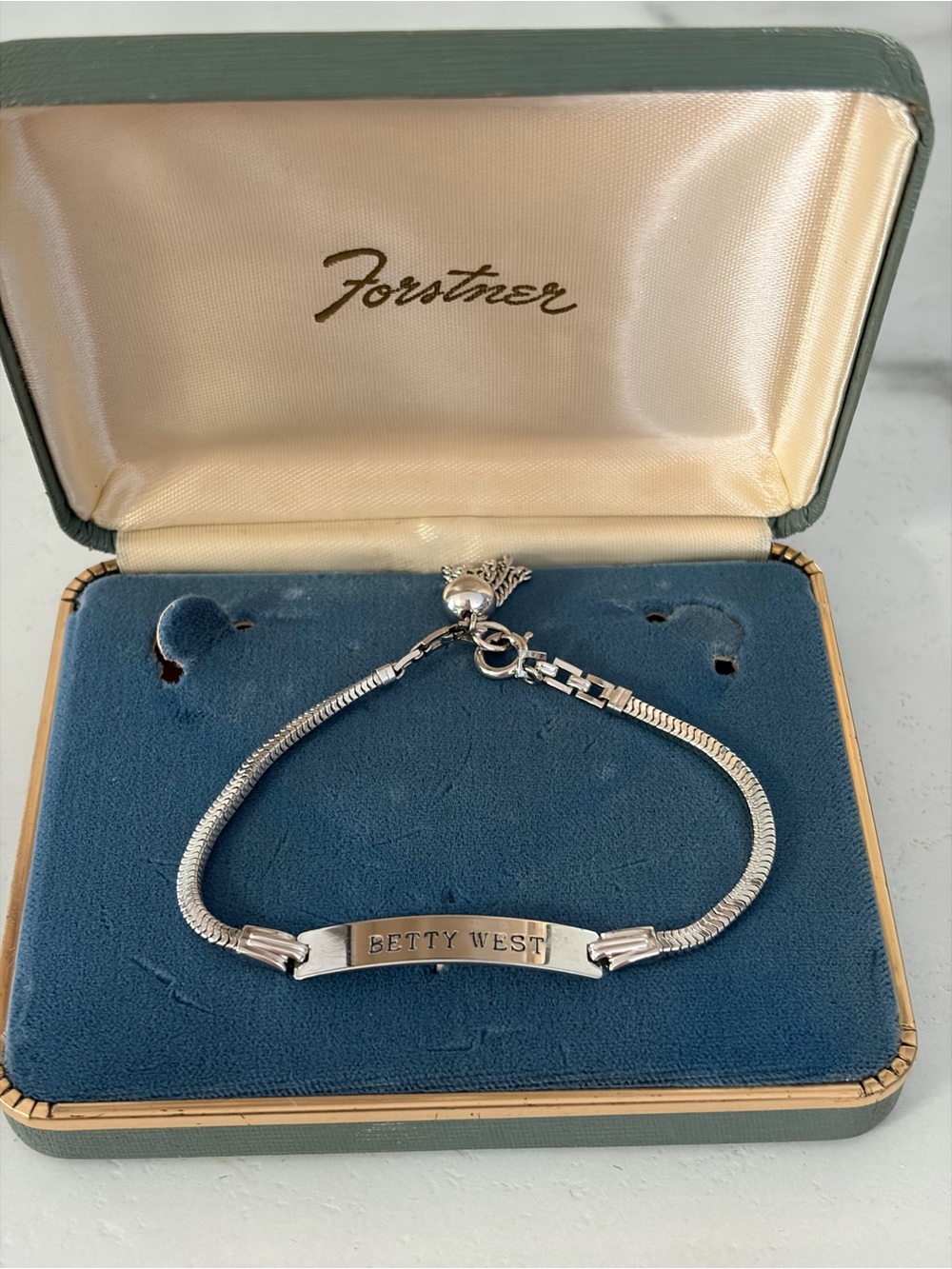 Forstner Sterling ID Bracelet - Engraved 'Betty West'
